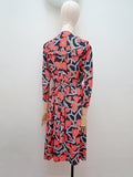 1940s Printed rayon crepe wrap dress robe - Medium Large