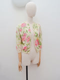 1950s Lambswool & angora rose print Darlene cardigan - Small