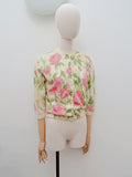 1950s Lambswool & angora rose print Darlene cardigan - Small