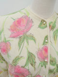 1950s Lambswool & angora rose print Darlene cardigan - Small