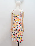 1940s Scribble print cotton sun dress - Extra small