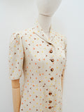 1930s Silk/linen mix embroidered Bourne & Hollingsworth day dress - XS
