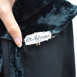 1950s Black silk velvet dolman sleeve evening jacket - Medium