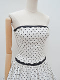 1950s Horrockses white & black spot strapless sun dress - Extra small