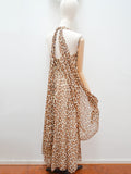 RESERVED 1970s Leopard print bow neck maxi dress - XS S