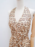 RESERVED 1970s Leopard print bow neck maxi dress - XS S