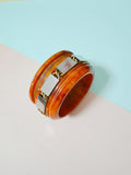 1930s Chunky marbled bakelite & metal tile bangle