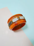 1930s Chunky marbled bakelite & metal tile bangle