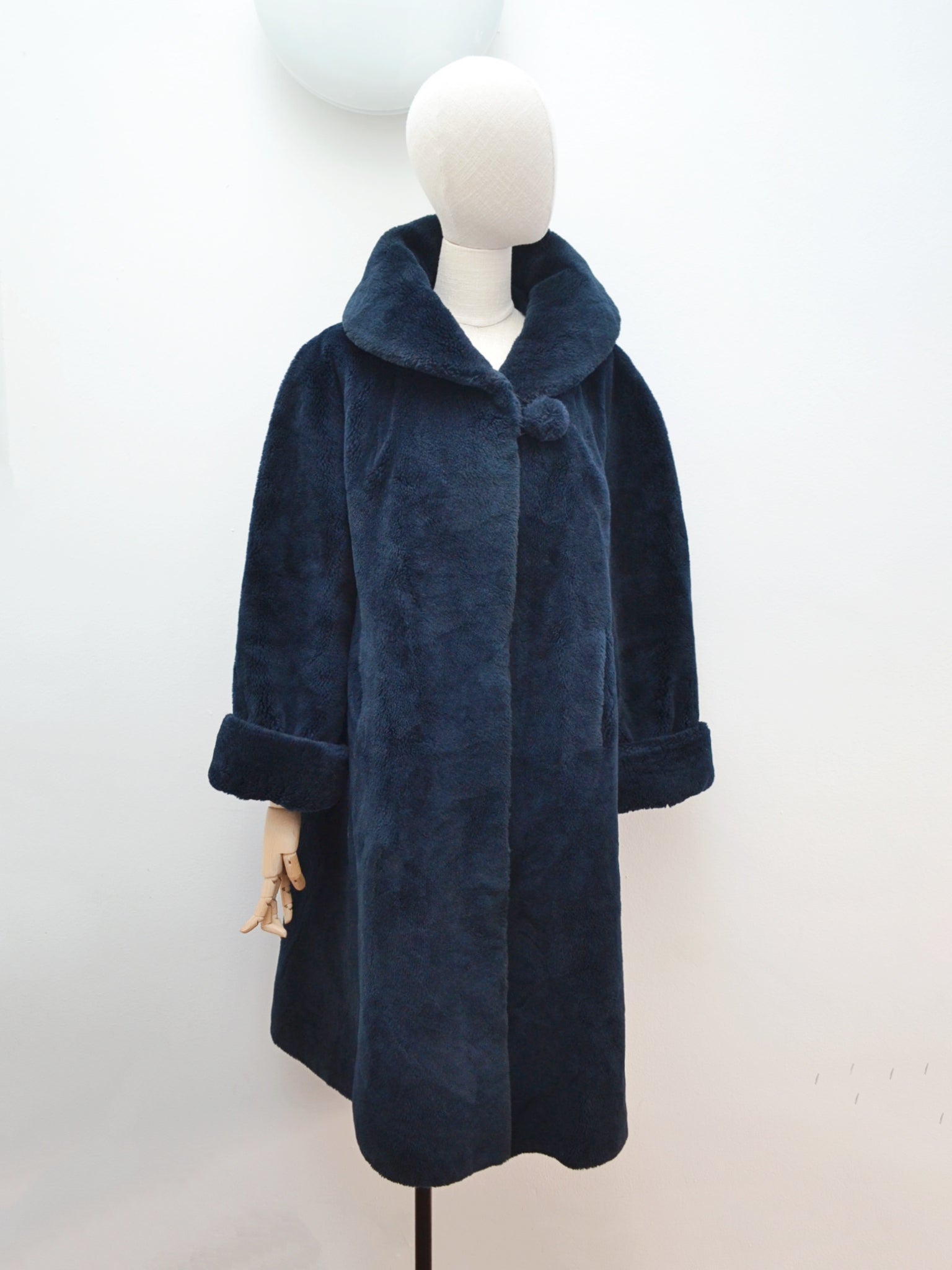 Dark Blue Vintage Authentic buying Fur Coat