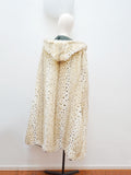1970s Snow leopard print faux fur reversible wool hooded cape - Small Medium