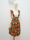 1990s Rose & chain print rayon pinafore dress - Extra small