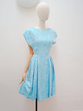 1960s Ice blue satin party dress - Extra X small