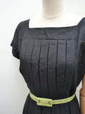 Early 1960s Black Hope Reed pleated day dress - Small