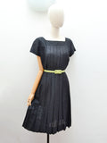 Early 1960s Black Hope Reed pleated day dress - Small