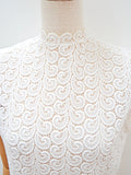 1940s White embroidered lace front rayon blouse - Medium