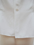 1940s White embroidered lace front rayon blouse - Medium