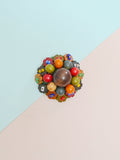 1940s Czech wooden Miriam Haskell style brooch
