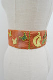 1930s Bunny & squirrel applique felt lace up belt - Extra small Small