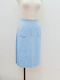 1960s Blue rayon/cotton mix St Michael day skirt - Extra large