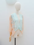 1920s Silk chiffon beaded coverup jacket - Extra small to Large