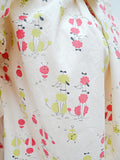 1950s Novelty poodle print cotton dressing robe - Small to Large
