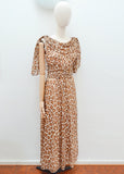 1970s Leopard print cape back maxi dress - Medium