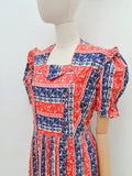 1940s Novelty print dirndl style traditional German dress - Medium Large