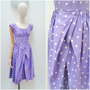 1950s Tulip skirt polka dot summer dress - Extra small