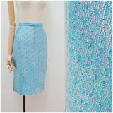 1960s Turquoise blue lurex evening skirt - Small Medium