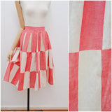 1950s Checkerboard patchwork cotton skirt - Extra X small