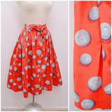 1950s 60s Red coin novelty print cotton skirt - Small Medium