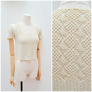 1930s Hand crocheted spiderweb top - Extra X Small