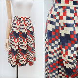 1970s Pixel check pleated skirt - Extra small Small