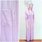 1970s Slinky lilac hooded maxi lounge dres - Small