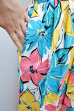 1980s Graphic floral cotton midi skirt - Extra small Small