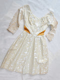 1950s Satin brocade party dress - Extra X Small