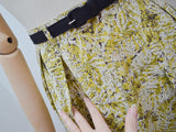 1950s Chartreuse green leaf print cotton skirt - Extra small