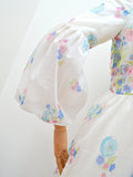 1970s Pastel nylon puffball sleeve dress - Small
