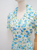 1970s Carnation print cotton day dress - Small Medium