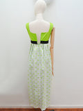 1960s Lime green cotton maxi dress - Extra small