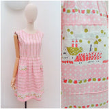 1960s Novelty cat print cotton day dress - Extra small Small