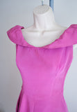 1930s 40s Pink faille bustle back full length evening dress - Extra X small