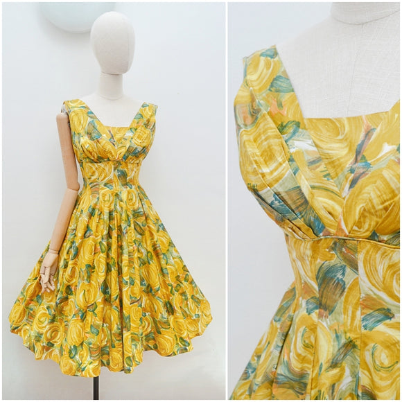 1950s Liberty label pleated bust summer dress - Extra small