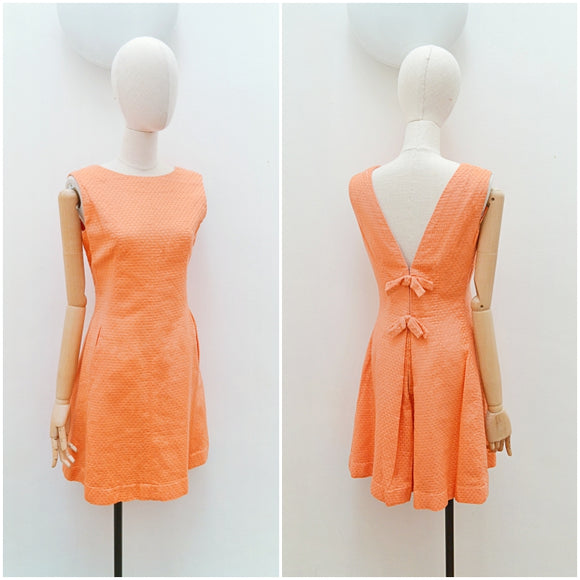 1960s Waffle party dress with pockets - Small
