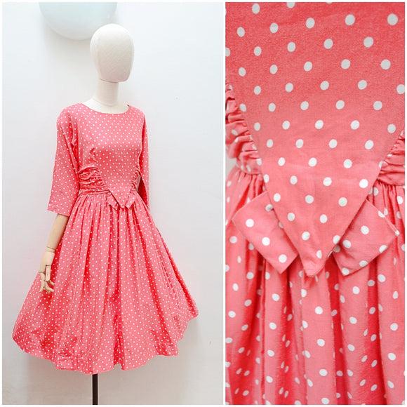 1950s Polka dot Peggy Page day dress - Medium