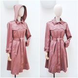 1970s Damson raincoat with removable lining - Small Medium