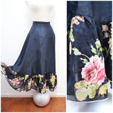 1980s Rose print hem underskirt-skirt - Extra small