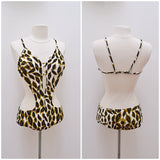 1960s Leopard print cutaway side scandal Slix swimsuit